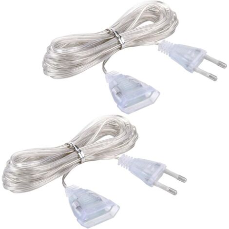 2 jeux de 5 mètres de câble d'extension transparent, mince et flexible câble 2 fils, idéal pour les appareils à faible consommation d'énergie avec stecker, matériau PVC et cuivre pur (1/5)