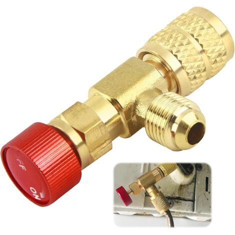 Adaptateur de Valve de Réfrigérant, Soupape de Sécurité Liquide Adaptateur, 1/4"- 5/16" Soupape de Sécurité pour Climatisation - Régulation Précise du Réfrigérant, Préservez votre Climatisation
