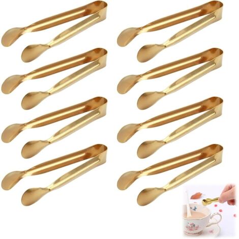 Ensemble de 8 Pinces en Acier Inoxydable pour Glaçons, Mini Pinces à Apéritifs, Pince a Sucre Glace Mini, Parfaites pour les Bars, Mariages Fêtes, Cuisines, Buffet Grill (1/5)
