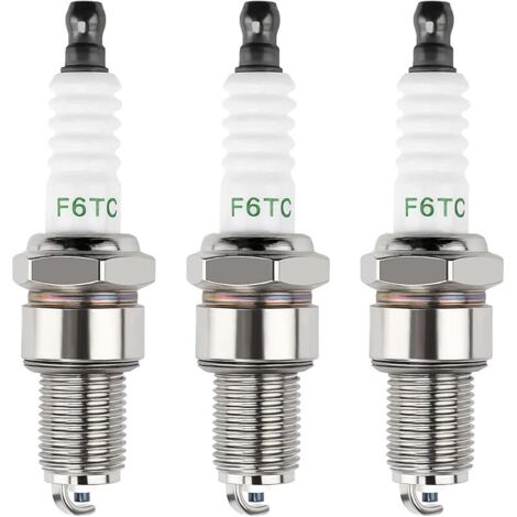 3 Pièces Bougies d'allumage F6TC, Tondeuse Bougie d'Allumage, Bougie d'allumage Borne Solide Remplacer F6TC / F7TC, pour GX120 GX200 GX240 Go Kart Polissage de Travail du Sol de Vélo 168F (1/5)