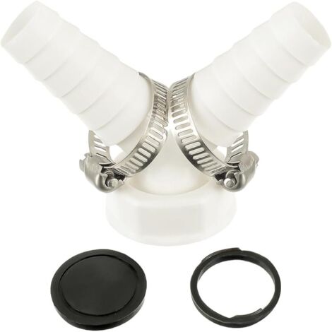Adaptateur de vidange pour lave-vaisselle et machine à laver, Adaptateur en Y pour tuyau avec bec d'entrée de 19 à 24 mm et sortie DN 25, Set Inclut 2 Pièces Collier de Serrage (1/5)