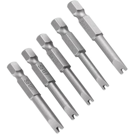 Lot de 5 embouts de tournevis magnétiques à tige hexagonale en alliage d'acier en forme de U U4 U5 U6 U7 U8 Longueur 50 mm (1/5)