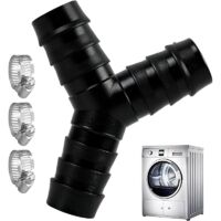2 Way Y Splitter for Pipes, Dishwasher and Washing Machine Connection Accessory with Three Clamps, Heat and Chemical Resistant
