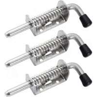 Lot de 3 verrous à ressort en acier inoxydable avec poignée en caoutchouc - Verrou de porte - Verrou de porte - Verrou de porte - Verrou de porte - Verrou de porte - Verrou de porte - Verrou de