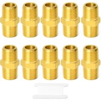 10pièces Raccord de tuyau en laiton, mamelon hexagonal réducteur, 1/8 pouce mâle BSP x 1/8 pouce mâle BSP