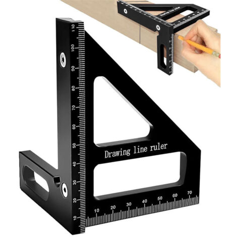 Aluminum Alloy Woodworking Marking Ruler - Black Black (1/4)