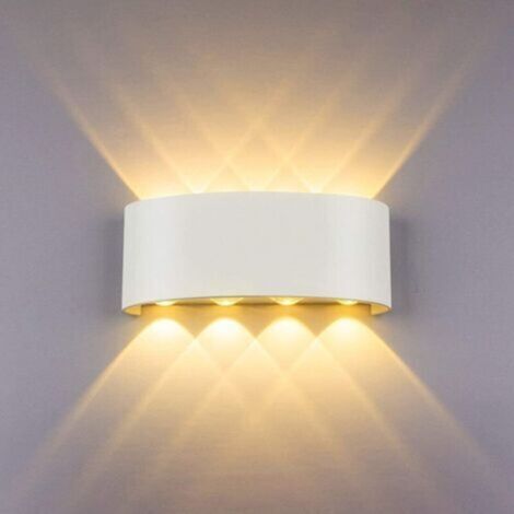 Applique Murale LED Blanc 8W Applique Intérieur/Exterieur Murale IP65 Lampe Blanche Chaude 3000K Murale Moderne Carré Up Down en ABS pour Chambre Salon Hôtel (1/4)
