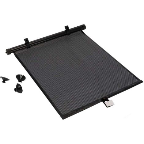 Rideau Enroulable pour Fenêtre de Voiture, Pare-soleil Latéral en Plastique, Hauteur Réglable, Fixation avec 3 Ventouses, Protection UV, Intimité (Noir, 40 x 45 cm) (1/2)