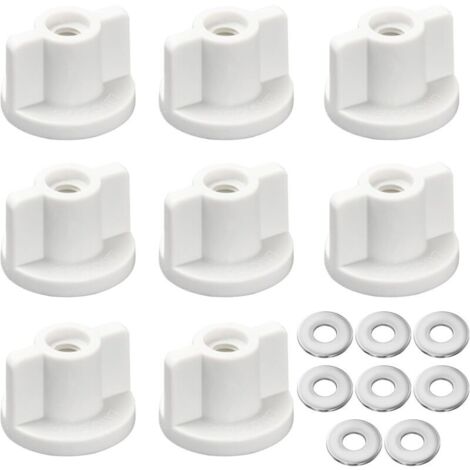Lot de 8 fixations pour abattant de WC - Filetage M6 - Écrou arrière et rondelles - Pièces de rechange pour siège de toilette monté sur le dessus (1/4)