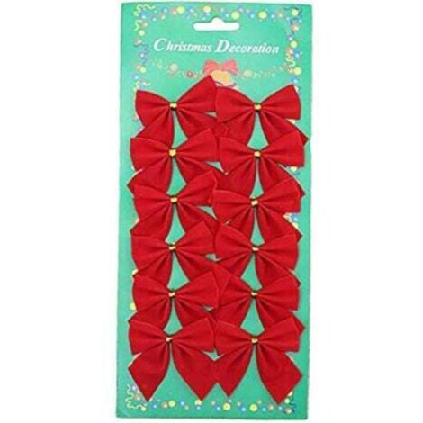 12 noeuds rouges de décoration pour couronnes de Noël, arbres de Noël et Nouvel An (50 mm)