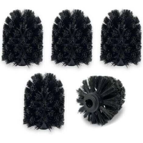 (5-Pack) Remplacement tête de Brosse WC Tête de Rechange pour Brosse WC Plastique Noir 7 x 7 x 9 cm (Tête) (1/4)