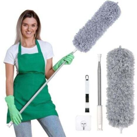 Plumeau Poussière,Plumeau Télescopique,Plumeau Microfibre avec Poignée en Acier Inoxydable,Plumeau Lavable Parfait pour Éliminer la Poussière chez Vous ou dans Votre Voiture,280cm-- (1/4)