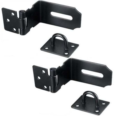 90 Degrés Loquet de porte en acier inoxydable , 5 Inch Loquet de Sécurité à Moraillon de sécurité Verrou Porte Fermoir de Cadenas pour chambre à coucher, garage, fenêtre noir (1/4)
