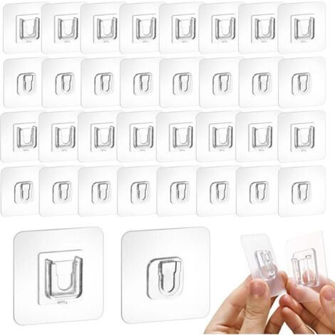 Crochets Muraux Adhésifs Double Face 60 Pièces Transparent Multifonction Support Fort Sans Perçage (1/4)