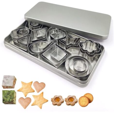 Lot de 30 Mini emporte-pièces en métal pour Biscuits géométriques Mini découpes, Bricolage pour Cuisine, pâtisseries, Halloween, Noël Octagon (1/4)