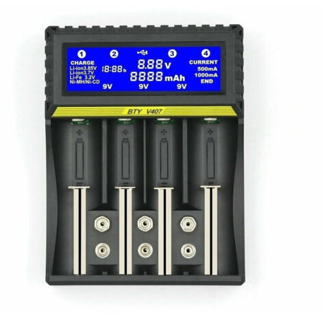 BTY407 chargeur de batterie multifonctionnel 18650 batterie Li-ion/NiMH/NiCd/5AA/7AAA/9V chargeur de batterie (1/4)