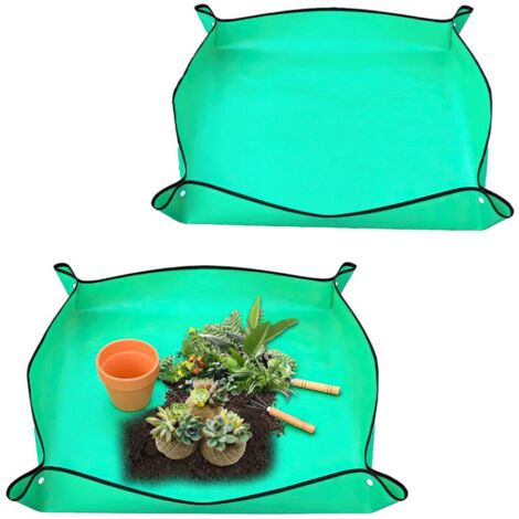 Lot de 2 tapis de plantation pour plantes - 50x50cm - Tapis de jardin - Tapis de plantation en polyéthylène vert - Tapis de plantes imperméables (1/4)