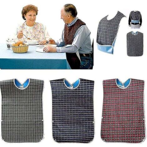 Lot de 3 bavoirs pour adultes avec ramasse-miettes – Bavoir lavable pour adulte, grand adulte (1/4)
