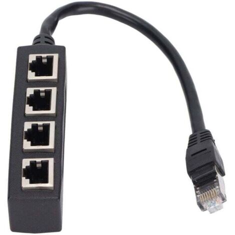 Adaptateur répartiteur RJ45 1 à 4 ports Transmission fluide Excellente connexion Adaptateur de cble réseau (1/4)