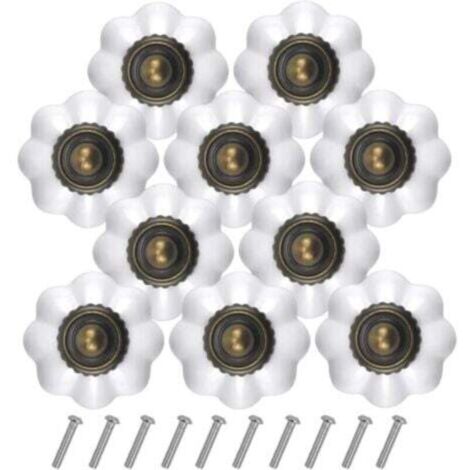 10PCS Bronze Vintage Boutons de Tiroir, 30MM Blanc Tiroir de Porte Poignée, Rond Bouton de Meubles, Boutons de Porte Chambre d'enfant, Poignées de Meuble pour Placard Armoire Cuisine (1/4)