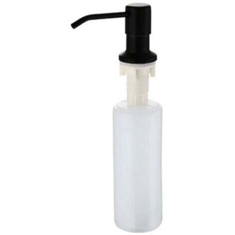 Distributeur Savon Liquide Encastrable avec Bouteille 300ML（Noir）, Distributeur Savon de Mousse Evier, Distributeur Liquide Vaisselle Cuisine, Distributeur de Détergent en Acier Inoxydable pour Bains