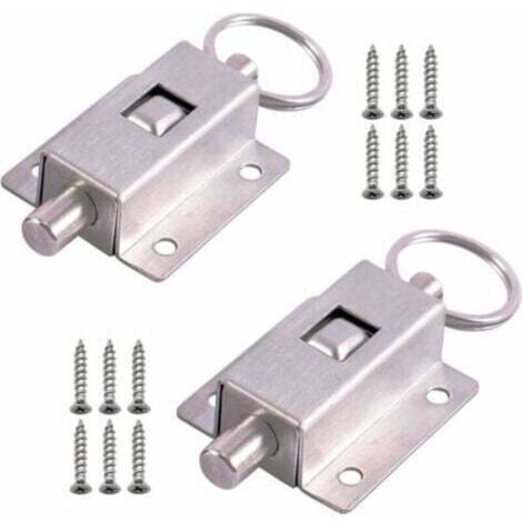 2 pcs Bolt Spring Automatic, loquet coulissant, loquet à ressort en acier inoxydable, avec vis, pour salle de bains, toilettes, etc. toutes sortes de portes intérieures (1/4)