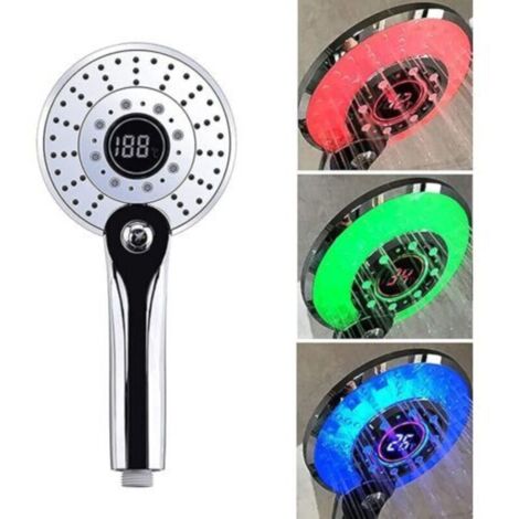 Douche LED, douche LED avec contrôle de la température à 3 couleurs douchette, affichage digital de la température douche à économie d'eau à 3 modes (1/4)