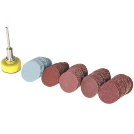 Lot de 100 disques abrasifs 25 mm 2,5 cm bandes de ponçage 2,5 cm tampons de ponçage polissage + 1/8" tige outil rotatif disques abrasifs (1/4)