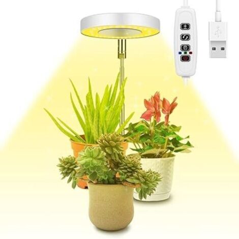 Élèvent Lumière Plantes,Lampe de Croissance LED à Spectre Complet Réglable en Hauteur pour Petites Plantes,9 Luminosité Réglable, Rotatif à 180° & Minuterie Marche