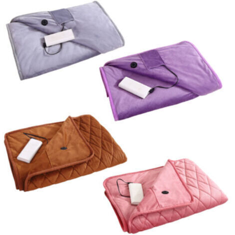 Couverture chauffante électrique USB portable avec fonction de minuterie et réglage à 3 vitesses Rose (1/4)