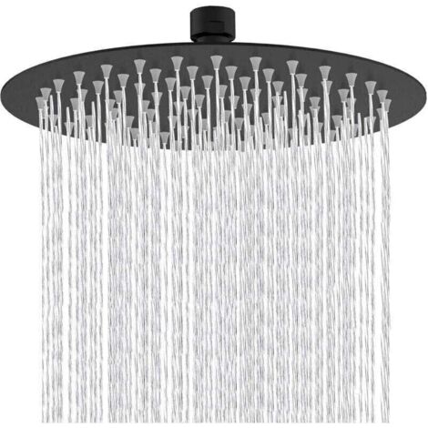 8 pouces pommeau douche Rond fixe tête de douche en acier inoxydable Noir à 180 ° rotatif puissant Haute pression Spray de pulvérisation de salle de bains salle de bains Pommes de douche fixes (1/4)