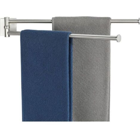 Porte Serviette avec 2 Barres Salle de Bain, Porte Serviette Mural 180° Rotatives en Acier Inoxydable, Sèche-Serviettes Oganizer, 40CM Brossé, EGKN2502F-HD-400-LS (1/4)