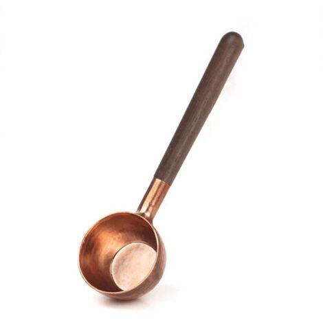 Cuillère doseuse à café en cuivre massif et bois, quantité de café moulu : 10 g (1/4)