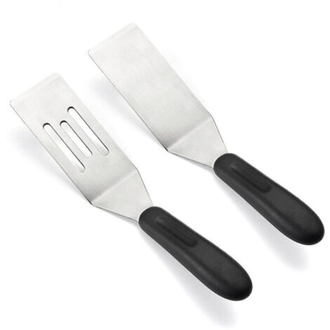 Set mit 2 kleinen Pfannenwendern, Mini-Pfannenwendern zum Wenden, Kochen und Backen, Metallspatel zum Servieren und Wenden, kleiner Edelstahlspatel für Steaks, Pfannkuchen, Brownies (1/4)