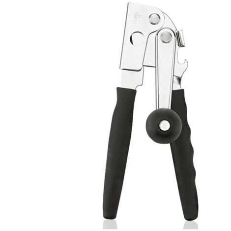 Ouvre-boîte professionnel en acier inoxydable avec poignée ergonomique, fonctionnement manuel, bord lisse, pour les seniors et une utilisation en cuisine (noir) (1/4)