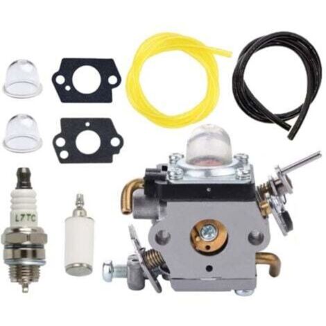 Carburateur avec joint Tuyau d'essence Bougie d'allumage pour Husqvarna 122C 122LDX 122LK Coupe-bordure McCulloch T22LS T22LSC Remplace 581734301 574386701 (1/4)