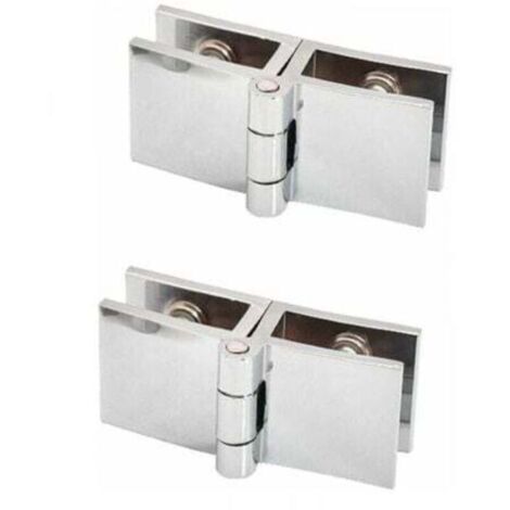 2 PCS 180 degrés clip de porte en verre charnière sans verre de perçage à charnière en verre pour épaisseur de verre 5mm - 8mm