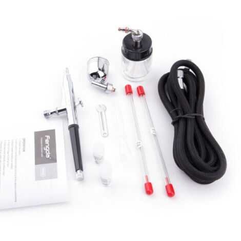 Professionnel Pistolet aerographe kit/Double Action/avec Aiguille de 0,2/0,3/0,5 buse et Tuyau. (1/4)