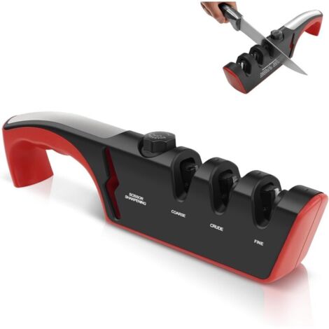 Aiguiseur Couteaux, 4 en 1 Affuteur de Couteaux, Multifonction Eguiseur de Couteau à 3 Phases Professionnel avec Bouton D'angle Réglable à 6 Positions, pour Ciseaux et Couteaux de Cuisine (1/4)