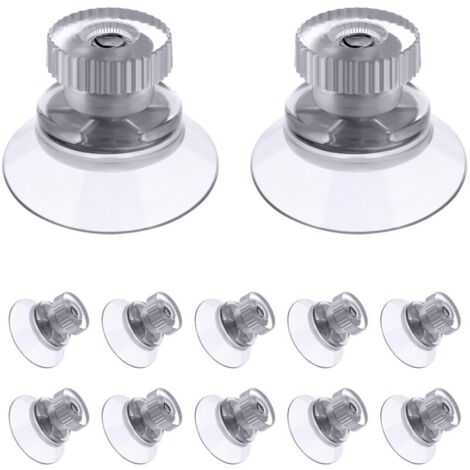 12 PCS Suction Cups, 25mm Clear Suction Pads Plastic Sucker Pads, Suction Holder with Knurled Nut Window Suckers for Glass Mirror Window Wall Door and Other Smooth Flat (1/4)