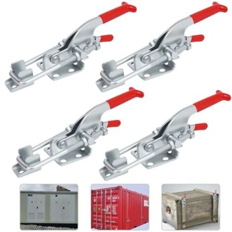Ensemble de 4 pinces à genouillère, pinces à genouillère autobloquantes à dégagement rapide de 350 kg/771 lbs, grandes pinces à genouillère à boucle réglable pour portes d'armoires, boîtes et coffrets (1/4)