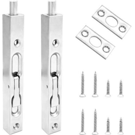 2 Pièces Loquet Caché de Porte, Loquets Coulissants de Porte 15cm, Loquet Dissimulé en Acier Inoxydable, Door Flush Bolt pour Tous Les Types de Portes en Bois