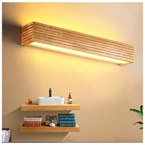 Applique Murale LED Appliques Luminaire Intérieur Bois Lampe de Mur lumière chaude Lampe pour Chambre Salon Bureau Couloir (35cm new) (1/4)