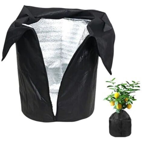 Housse thermique noire pour pots – Tissu extérieur Oxford avec doublure isolante, cordon de serrage et fermeture éclair – housse d'hiver pour plantes (Noir – 45x50 cm) (1/4)