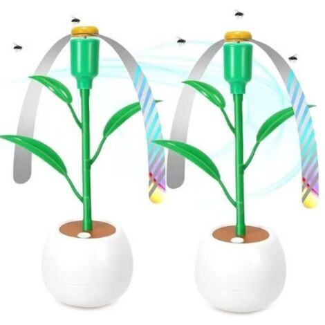 2 Ventilateur Anti Mouche de Table, Anti-Mouche Extérieur avec Crochet à la Base, Suspendable Chasse Mouche de Table - Idéal pour Terrasses, Jardins et Camping (1/3)