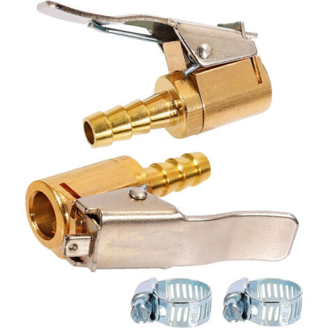 2 Pièce 6mm Adaptateur de Valve de Pneu de Voiture, Air Mandrin Pompe De Gonflage Valve Clip Pince Connecteur Adaptateur, Embout pour Compresseur Laiton Pneumatique (1/4)