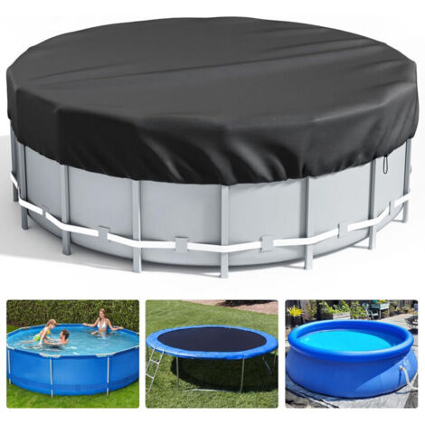Bâche 4 Saisons pour Piscine Hors Sol, Bâche Protection pour Piscine, Couverture de Extérieur Ronde Spa Baignoire idéale pour Garder Votre Piscine Propre (3 M, Noir) (1/4)
