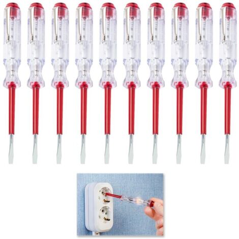 10 Pièces Tournevis Testeur Electricien, Testeur standard avec Tournevis Plat, 3 en 1, Testeur de Phase, pour Valider Connexions Électriques, 100V-500V, Outil Pratique pour Maison et Professionnels (1/4)