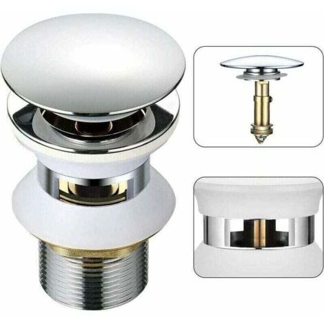 Universel Bonde Lavabo avec Trop-plein Pop-Up Automatique Push Open Click Clack pour Salle de Bain 1-1/4 en Laiton Chromé (1/4)