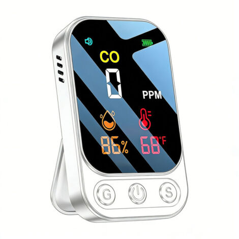 Détecteur de monoxyde de carbone portable 3 en 1 pour la maison et les voyages, autonomie de 120 heures en veille, détecteur de CO rechargeable, alarme sonore et visuelle pour camping (1/4)